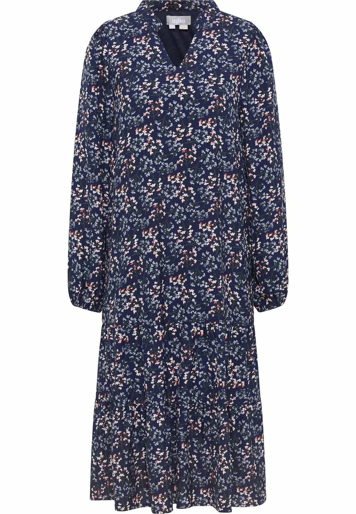USHA QISHA - Robe De Jour - Dunkelblau Mehrfarbig 5 USHA QISHA - Robe De Jour - Dunkelblau Mehrfarbig – Image 5