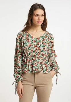 Usha MIT BLÜTENPRINT - Blouse - Blau Wollweiss Mehrfarbig