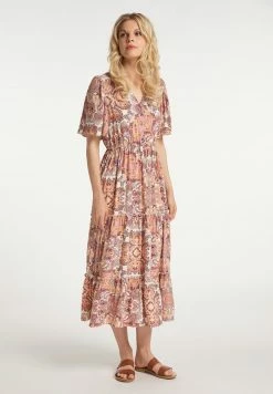 Usha Robe Longue - Rosa Mehrfarbig