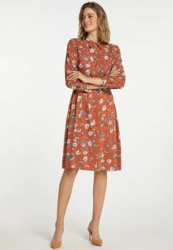 USHA QISHA - Robe Chemise - Rostrot Mehrfarbig