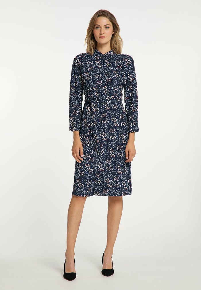 USHA QISHA - Robe Chemise - Dunkelblau Mehrfarbig 1 USHA QISHA - Robe Chemise - Dunkelblau Mehrfarbig