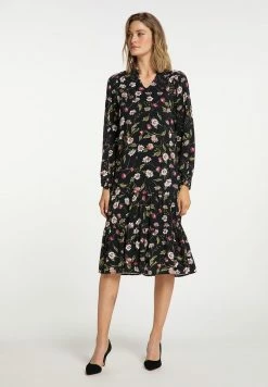 USHA QISHA - Robe De Jour - Schwarz Mehrfarbig