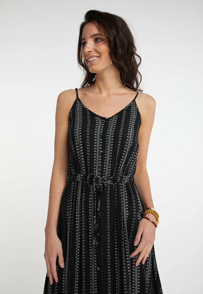 Usha Robe Longue - Schwarz Weiss 4 Usha Robe Longue - Schwarz Weiss – Image 4