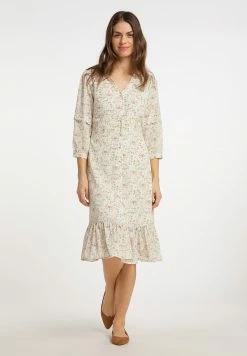 Usha Robe De Jour - Weiss Mehrfarbig