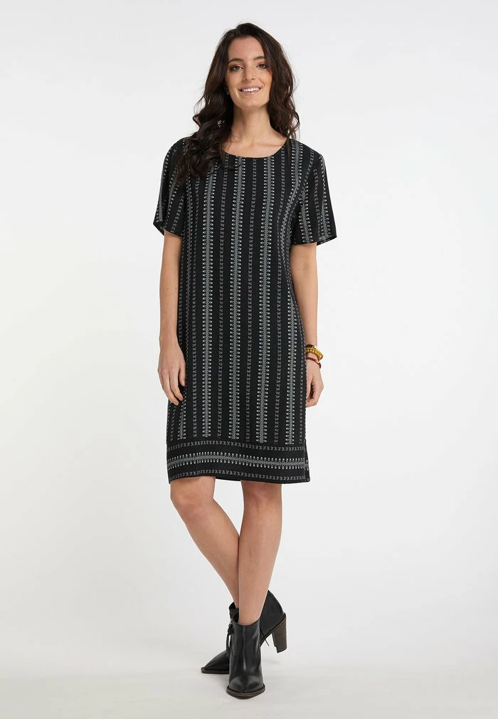 Usha Robe De Jour - Schwarz Weiss 2 Usha Robe De Jour - Schwarz Weiss – Image 2