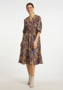 Usha MIT BLUMENPRINT - Robe De Jour - Grün Mehrfarbig