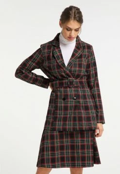 Usha Manteau Court - Schwarz Rot Grün