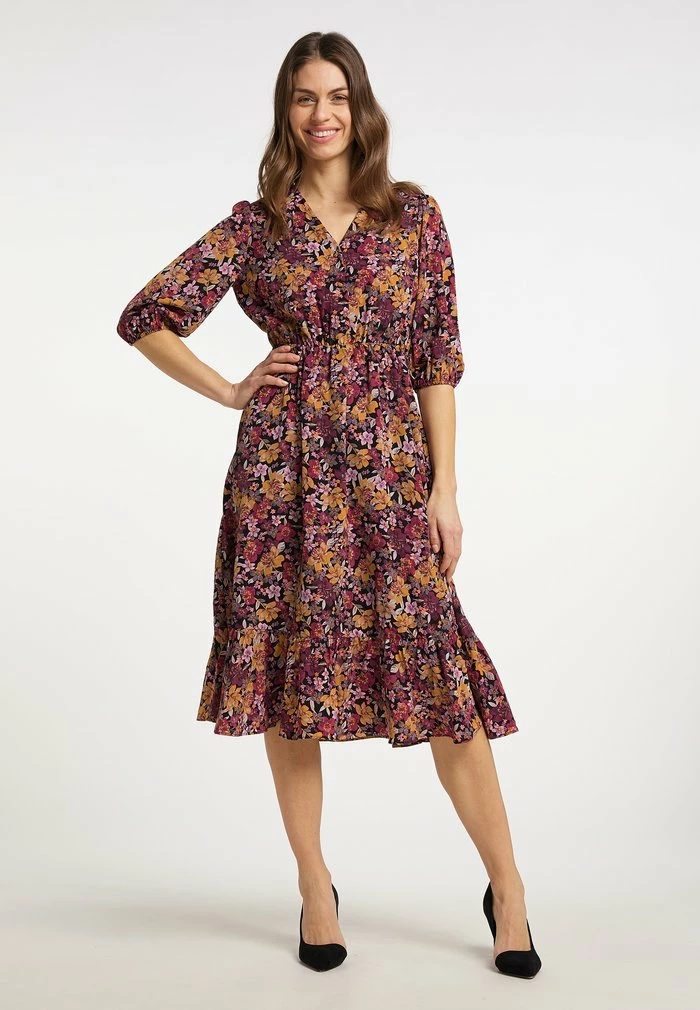 Usha MIT BLUMENPRINT - Robe De Jour - Schwarz Mehrfarbig 2 Usha MIT BLUMENPRINT - Robe De Jour - Schwarz Mehrfarbig – Image 2
