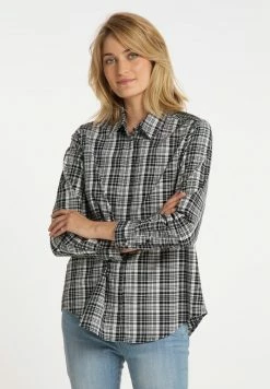 USHA FENIA - Chemisier - Schwarz Wollweiss