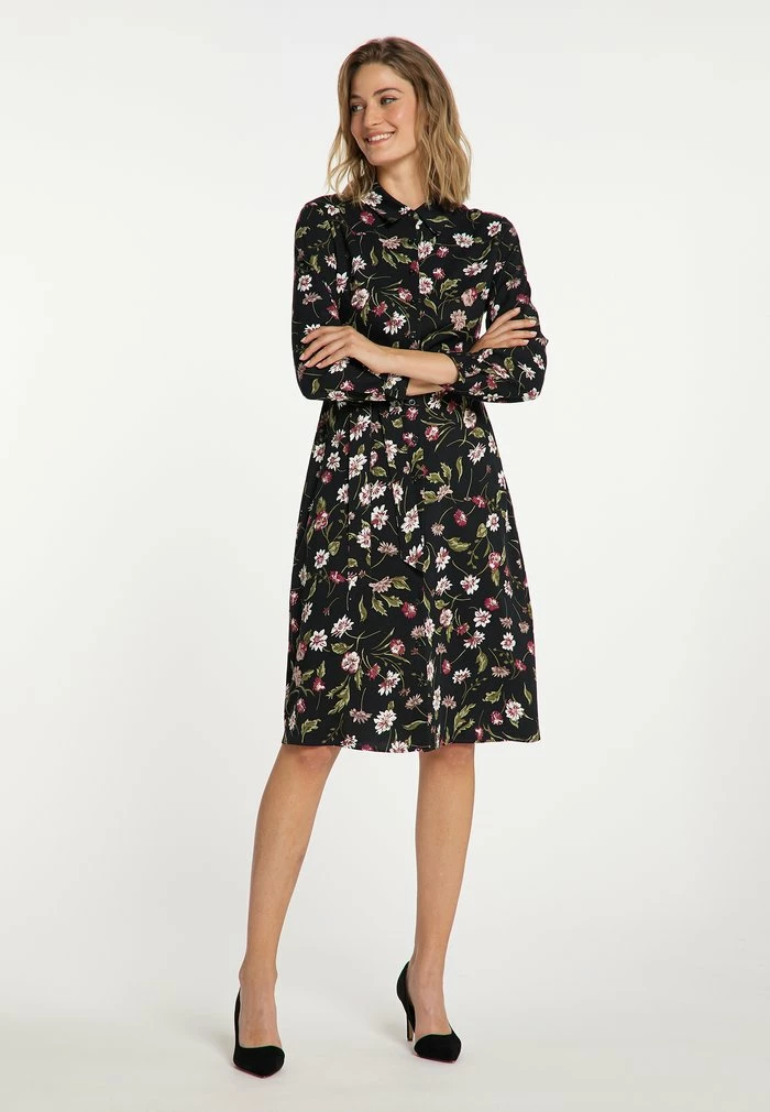 USHA QISHA - Robe Chemise - Schwarz Mehrfarbig 2 USHA QISHA - Robe Chemise - Schwarz Mehrfarbig – Image 2