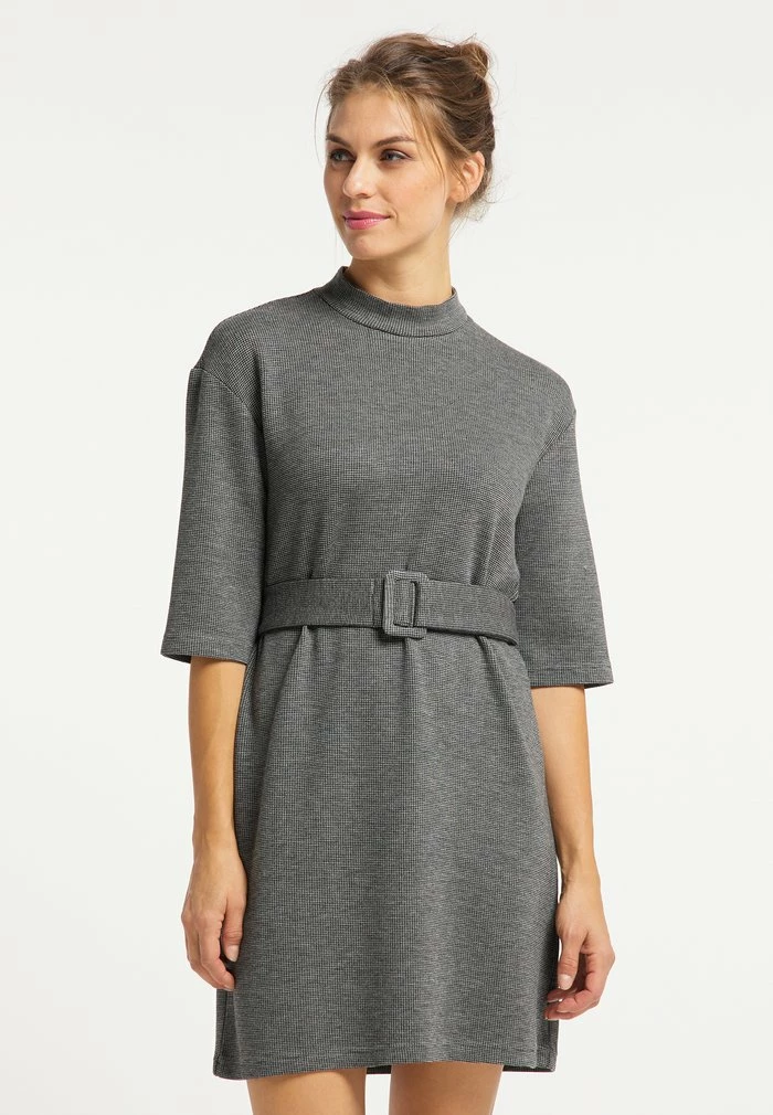 Usha Robe Fourreau - Schwarz Grau 1 Usha Robe Fourreau - Schwarz Grau