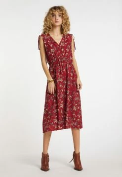 Usha Robe Chemise - Rot Mehrfarbig