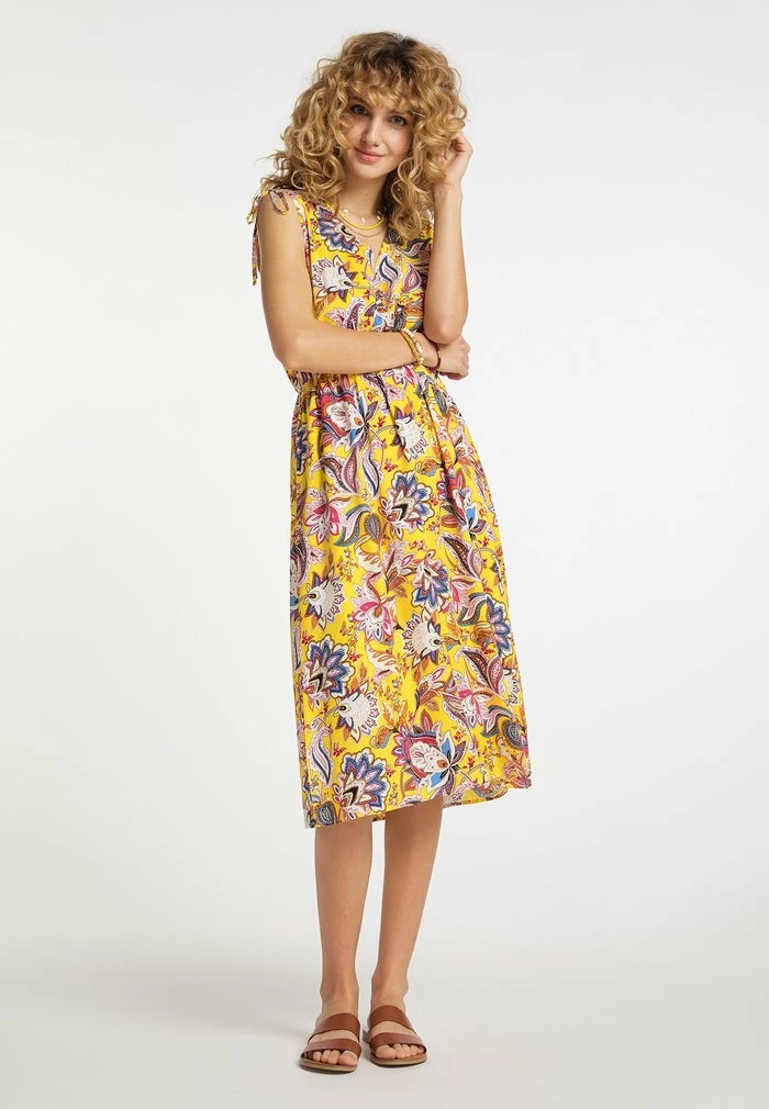 Usha Robe De Jour - Gelb Mehrfarbig 2 Usha Robe De Jour - Gelb Mehrfarbig – Image 2