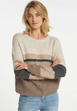 USHA FENIA - Pullover - Wollweiss Braun