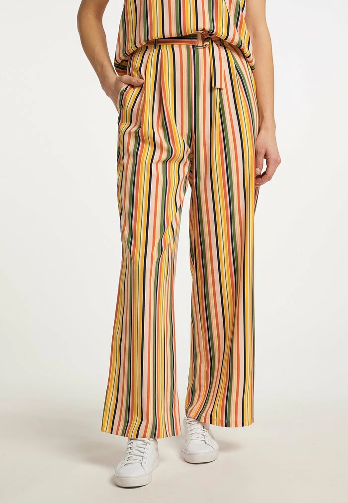 Usha MIT STREIFEN - Pantalon Classique - Aprikose Mehrfarbig 1 Usha MIT STREIFEN - Pantalon Classique - Aprikose Mehrfarbig