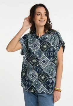 Usha Blouse - Marine Mehrfarbig