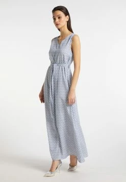 Usha Robe Longue - Wollweiss Blau
