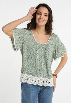 Usha Blouse - Blau Mehrfarbig