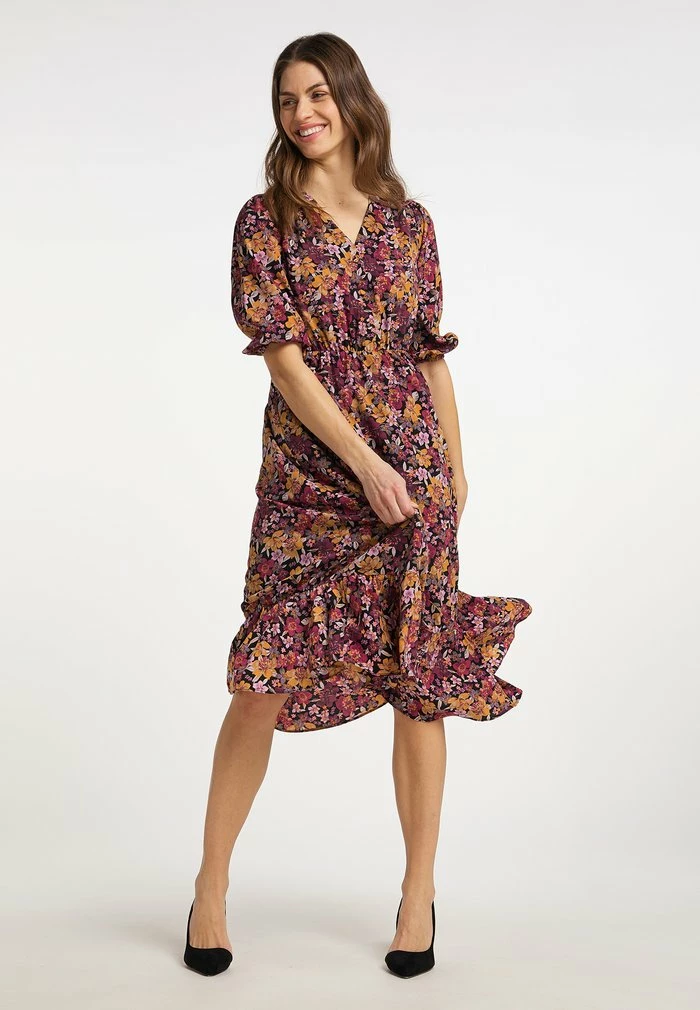 Usha MIT BLUMENPRINT - Robe De Jour - Schwarz Mehrfarbig 1 Usha MIT BLUMENPRINT - Robe De Jour - Schwarz Mehrfarbig