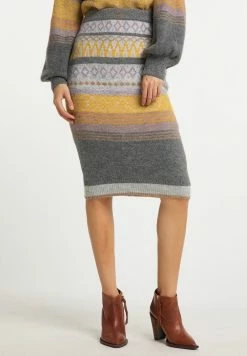 USHA CARNEA - Jupe Crayon - Anthrazit Mehrfarbig