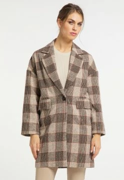 Usha Manteau Court - Braun Kariert