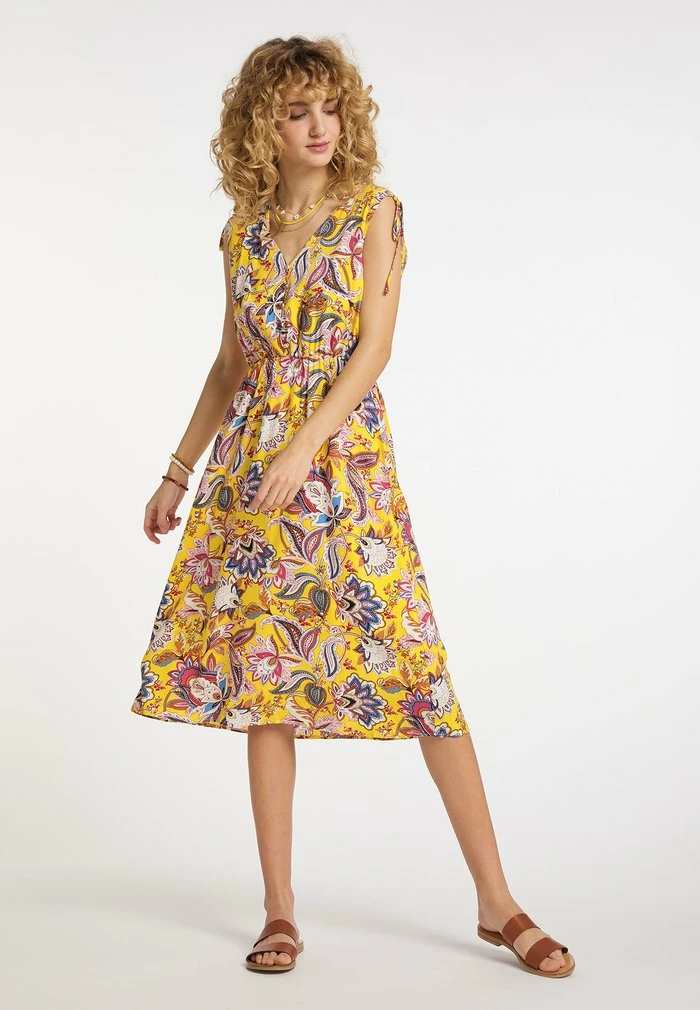 Usha Robe De Jour - Gelb Mehrfarbig 1 Usha Robe De Jour - Gelb Mehrfarbig