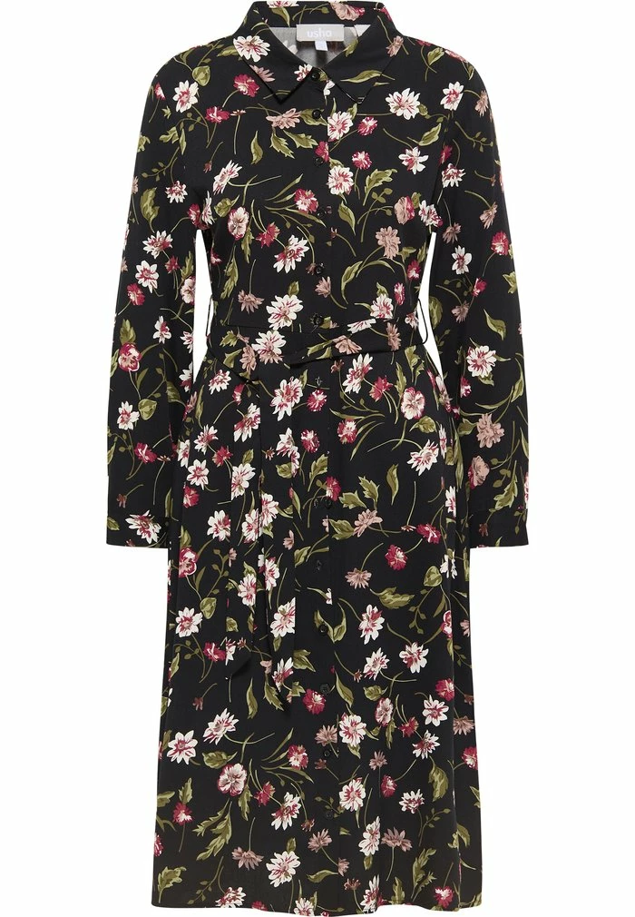 USHA QISHA - Robe Chemise - Schwarz Mehrfarbig 5 USHA QISHA - Robe Chemise - Schwarz Mehrfarbig – Image 5