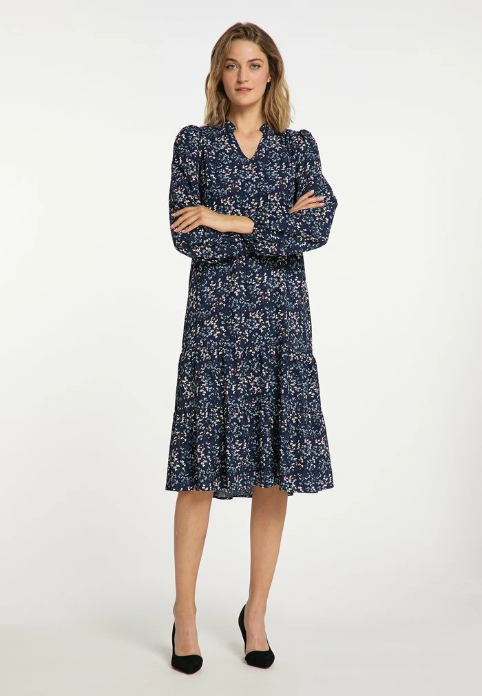 USHA QISHA - Robe De Jour - Dunkelblau Mehrfarbig 1 USHA QISHA - Robe De Jour - Dunkelblau Mehrfarbig