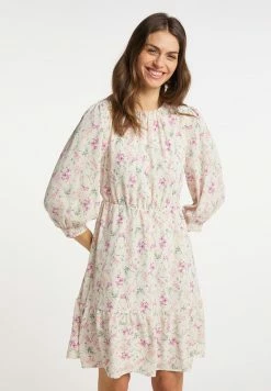 Usha Robe De Jour - Weiss Mehrfarbig