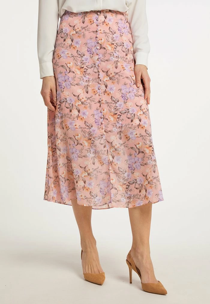 Usha Jupe Trapèze - Rosa Mehrfarbig 1 Usha Jupe Trapèze - Rosa Mehrfarbig