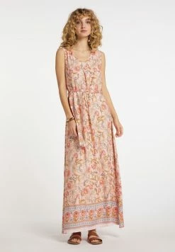 Usha Robe Longue - Rosa Mehrfarbig