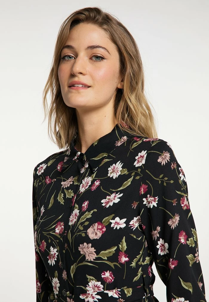 USHA QISHA - Robe Chemise - Schwarz Mehrfarbig 4 USHA QISHA - Robe Chemise - Schwarz Mehrfarbig – Image 4