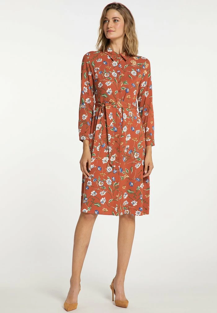 USHA QISHA - Robe Chemise - Rostrot Mehrfarbig 2 USHA QISHA - Robe Chemise - Rostrot Mehrfarbig – Image 2