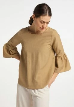 Usha MIT TROMPETENÄRMELN - Blouse - Dunkelbeige