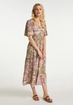 Usha Robe Longue - Weiss Mehrfarbig