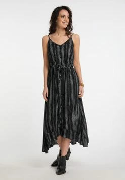 Usha Robe Longue - Schwarz Weiss