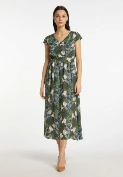 Usha Robe De Jour - Dunkelgrün Mehrfarbig