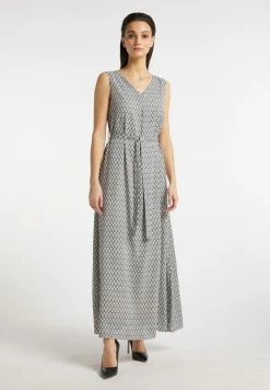 Usha Robe Longue - Wollweiss Schwarz