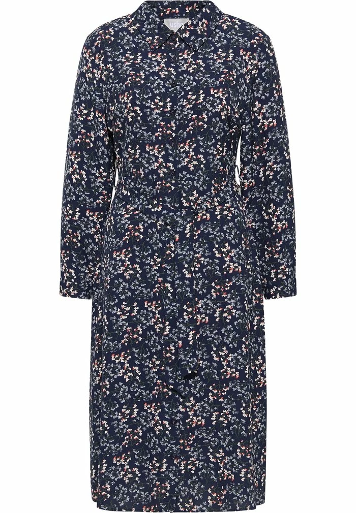 USHA QISHA - Robe Chemise - Dunkelblau Mehrfarbig 5 USHA QISHA - Robe Chemise - Dunkelblau Mehrfarbig – Image 5