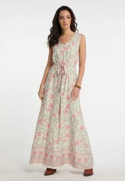 Usha Robe Longue - Weiss Mehrfarbig