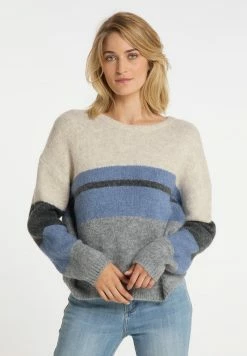 USHA FENIA - Pullover - Wollweiss Blau