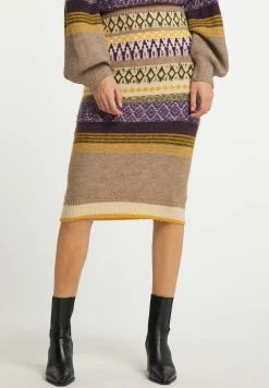 USHA CARNEA - Jupe Crayon - Beige Mehrfarbig