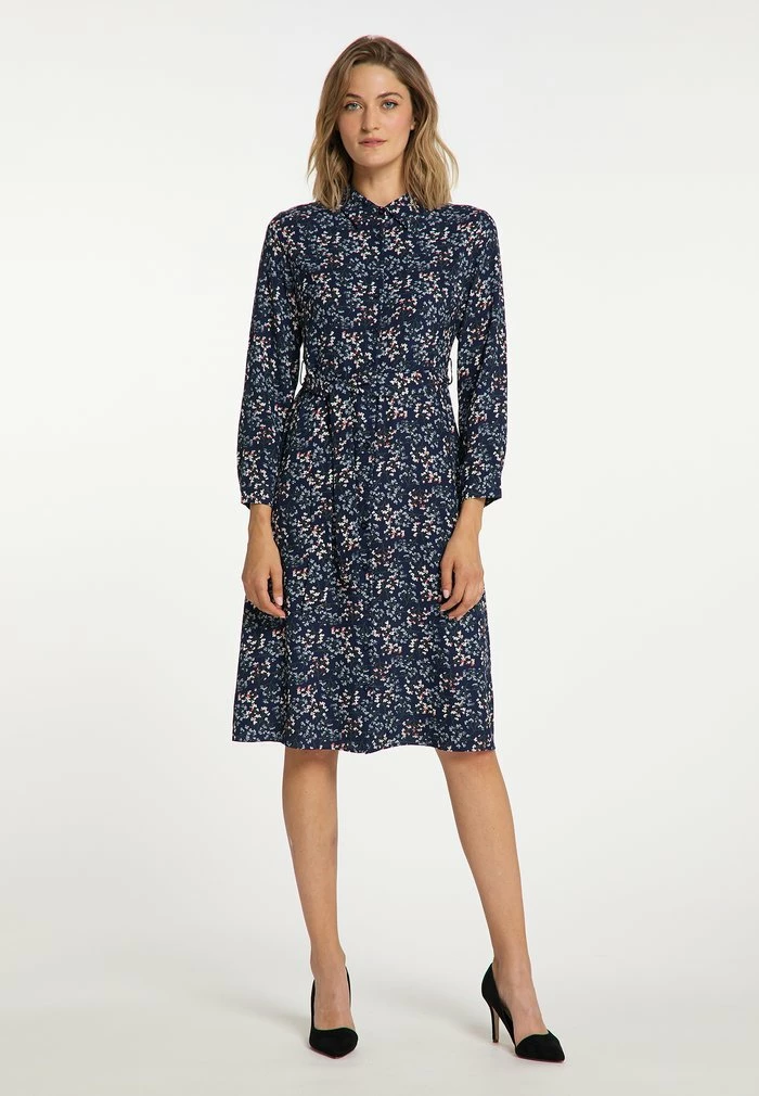 USHA QISHA - Robe Chemise - Dunkelblau Mehrfarbig 2 USHA QISHA - Robe Chemise - Dunkelblau Mehrfarbig – Image 2